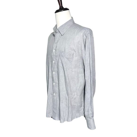 Billy Reid | Men | Brushed Gray Soft Cotton Standard Cut Button Down Shirt | XL - Picture 4 of 12
